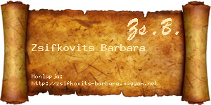 Zsifkovits Barbara névjegykártya
